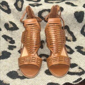 Merona Tan Braided Leather Heeled Sandals